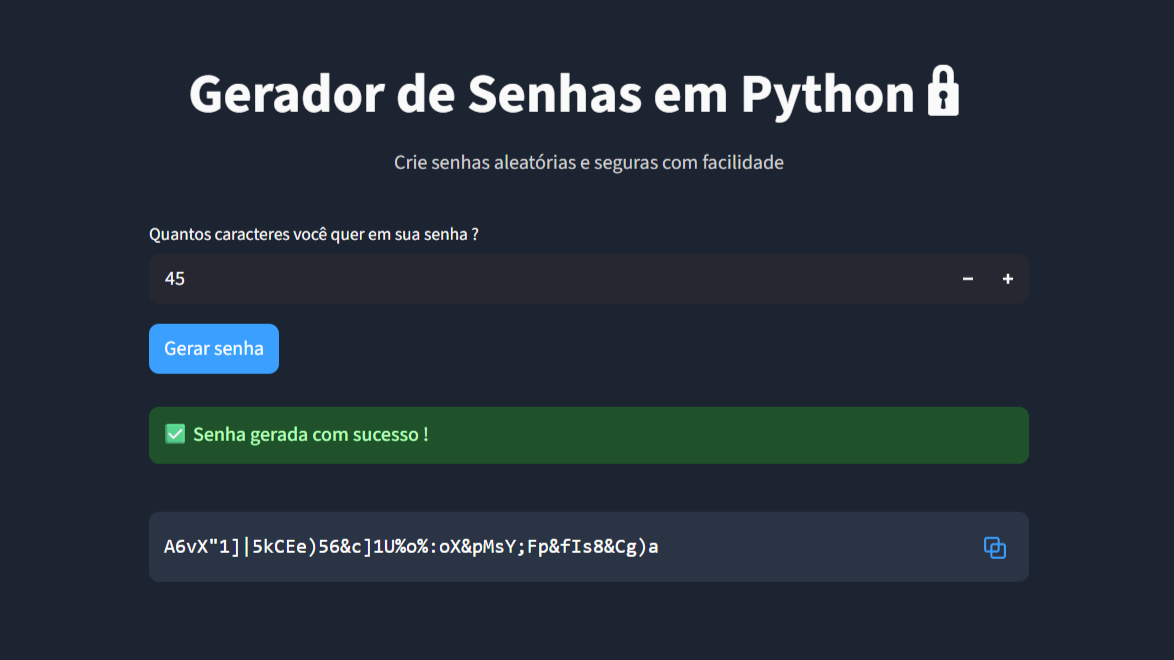 Imagem de projeto de um gerador de senhas autómatico usando Python